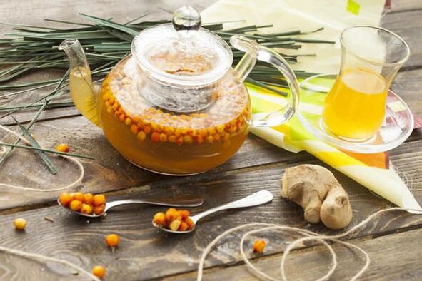 Sea buckthorn, ginger and honey tea to increase potency
